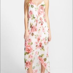 Lush Floral Maxi Dress - Pink and Green